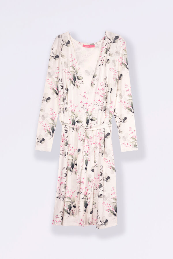 Ohma! Bata estampada flores maternidad blanco