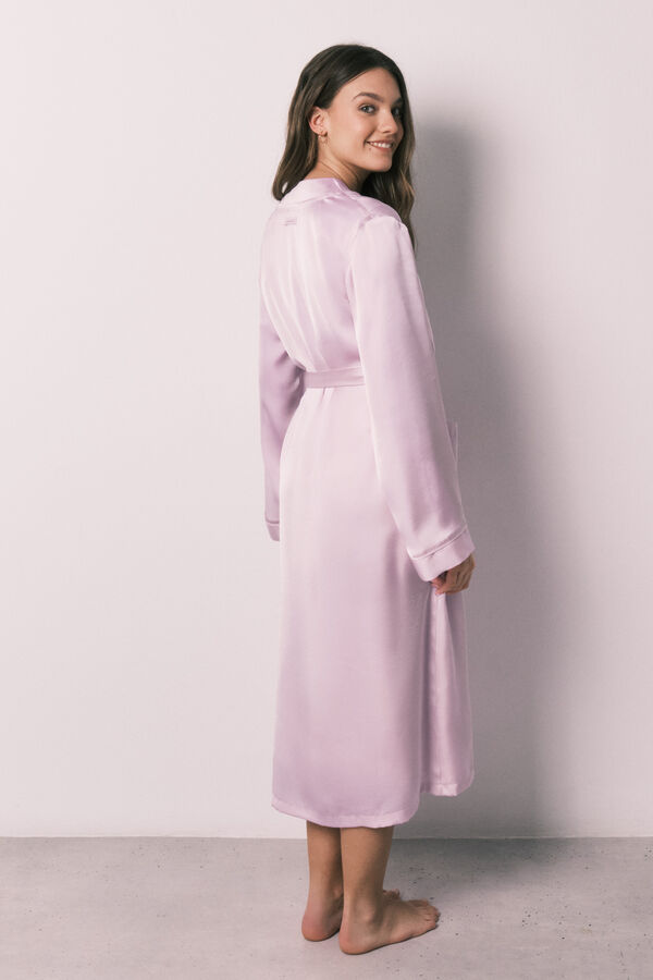 Women'secret Robe midi em cetim lil&aacute;s rosa
