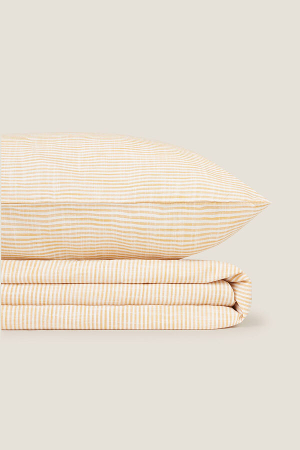 Textura S&aacute;bana algod&oacute;n rayas efecto lino amarillo