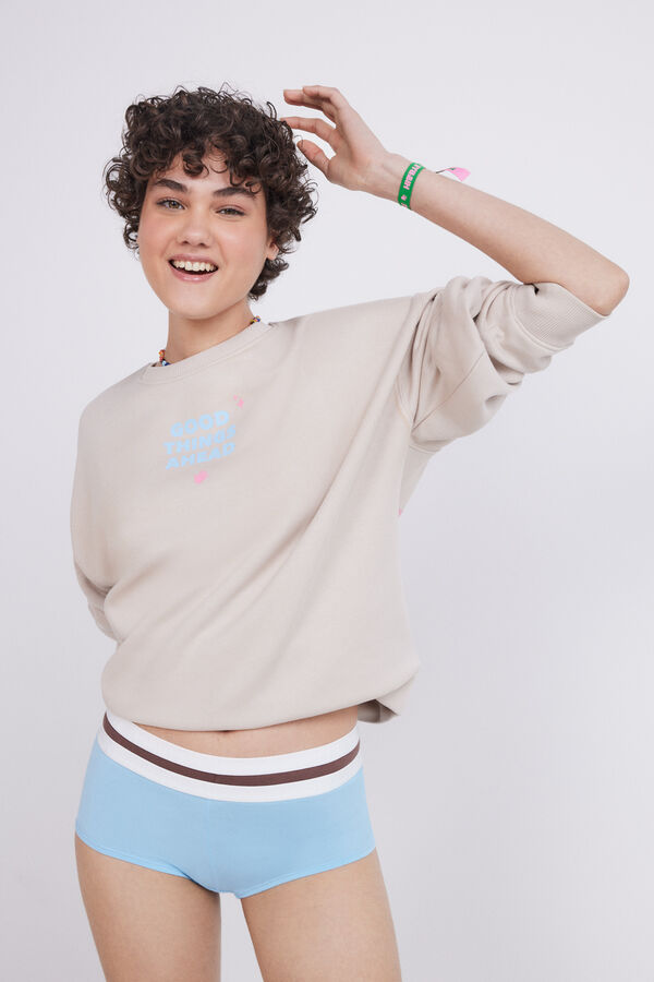 HI&BYE Pack 2 cuequinhas culotte algodão azul e castanho cinzento