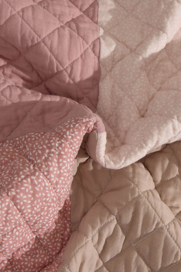 Textura Edred&oacute;n patchwork algod&oacute;n. Cama 180-200cm. rosa