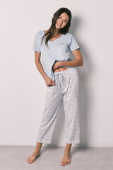 Women'secret Pijama capri em algod&atilde;o azul azul