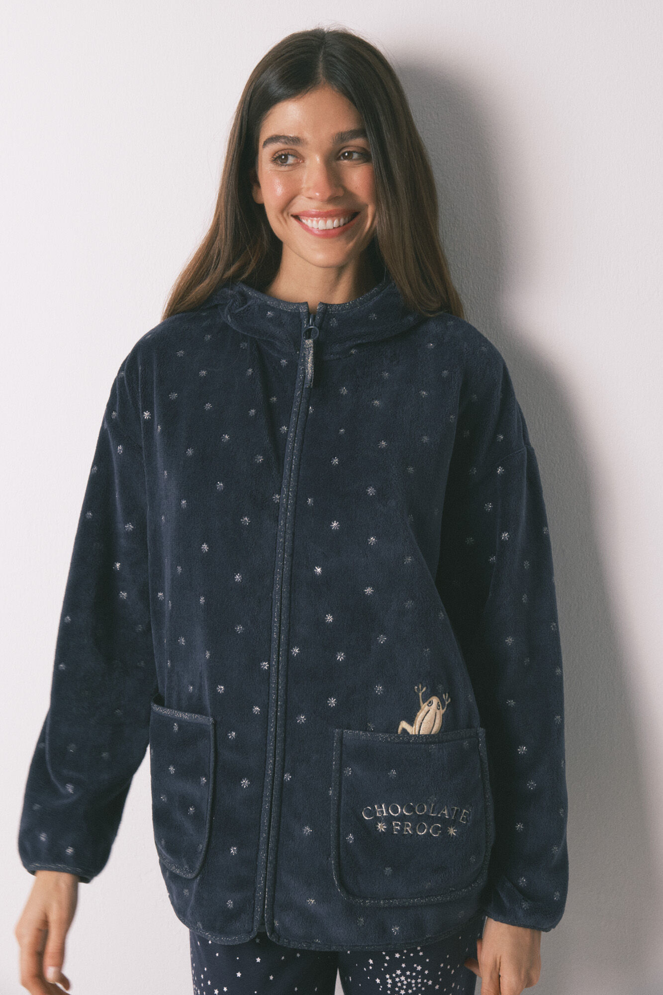 Women'secret Robe curto tecido polar azul lurex Harry Potter