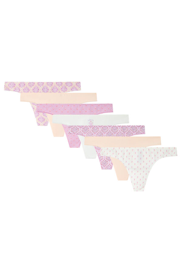 Women'secret Pack 7 tangas algod&oacute;n tonos rosas estampado