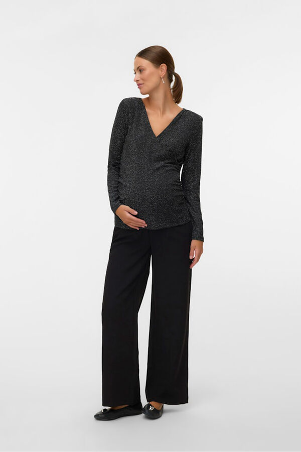 Mamalicious Top manga larga maternity y lactancia  negro