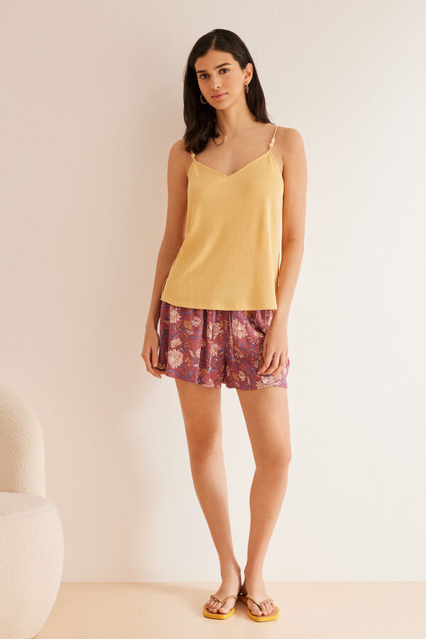 Women'secret T-shirt al&ccedil;as textura amarelo estampado