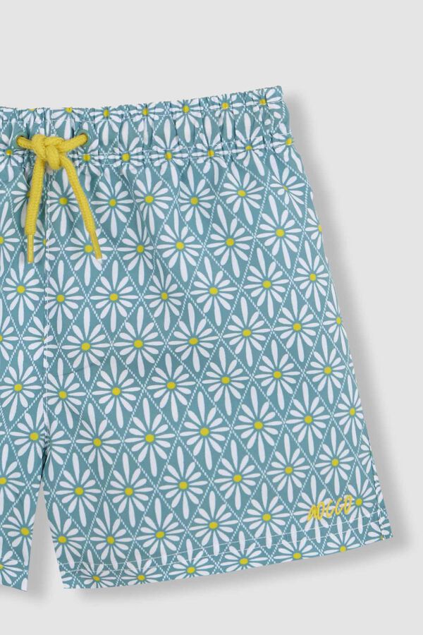 Gocco Mai&ocirc; azul claro com estampado geom&eacute;trica de flores azul