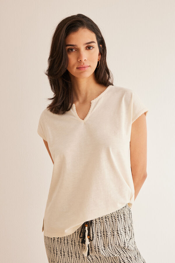 Women'secret Camiseta algod&oacute;n marfil marfil