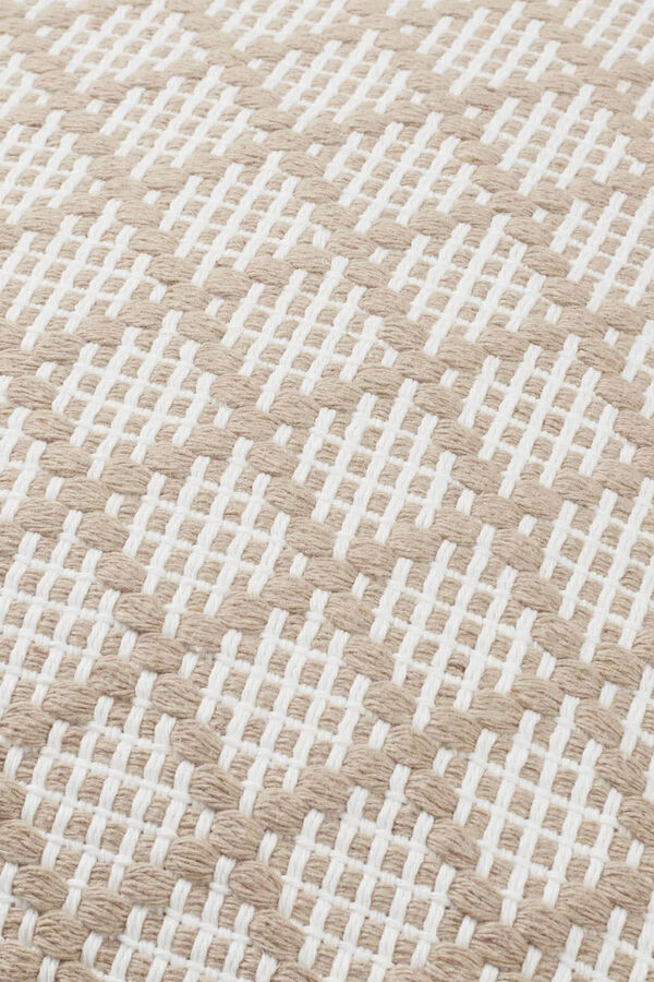 Textura Funda coj&iacute;n bordado geom&eacute;trico beige