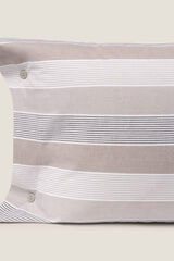 Textura Set 2 fundas de almohada algod&oacute;n percal rayas tejidas. Cama 150-160cm. beige