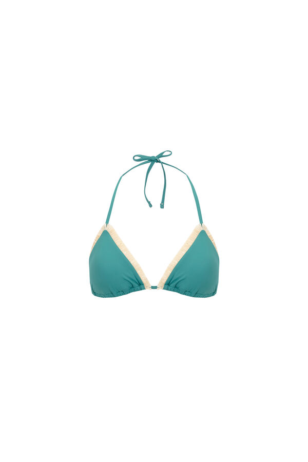 Women'secret Top biqu&iacute;ni triangular franjas verde verde