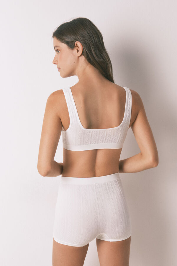 Women'secret Cueca boxer sem costura tric&ocirc; branco bege