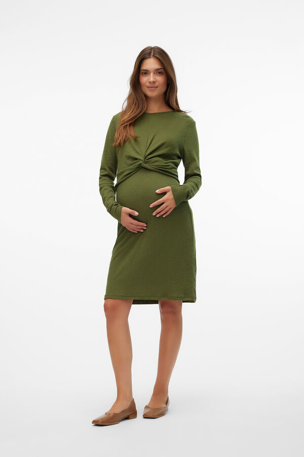 Mamalicious Vestido de manga larga maternity y lactancia verde