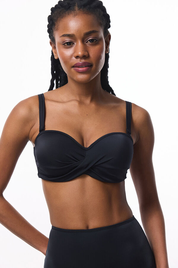 Penti Top de bikini sin aro negro tirantes extra&iacute;bles negro