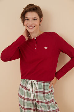 Womensecret T-shirt manga comprida 100% algodão vermelha vermelho