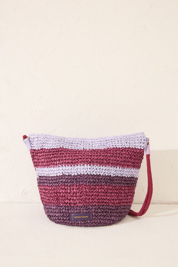 Women'secret Bolso cruzado rafia estampado multicolor estampado