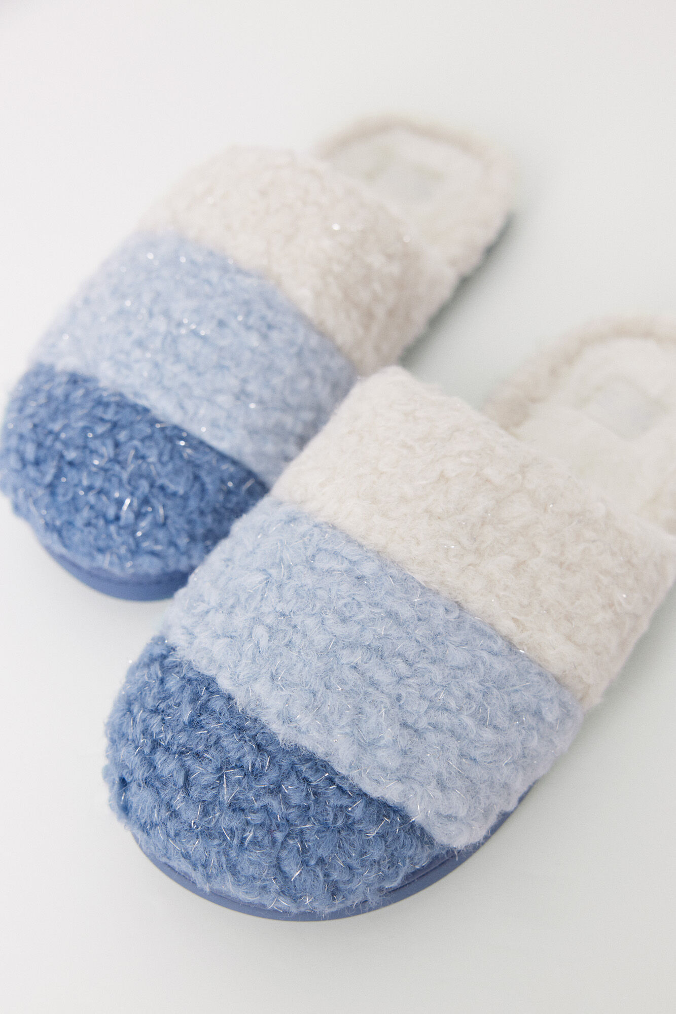 Women'secret Chinelos de casa com efeito de pele azul 