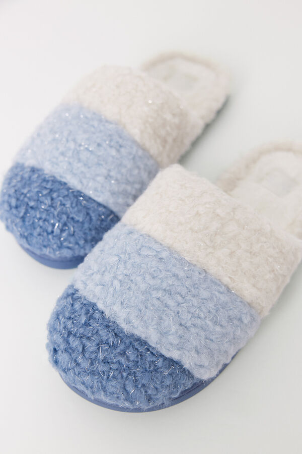 Women'secret Zapatillas casa efecto pelo azul  estampado