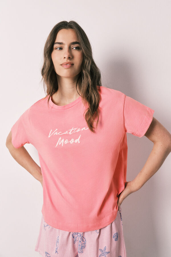 Women'secret Pijama curto em algod&atilde;o rosa rosa