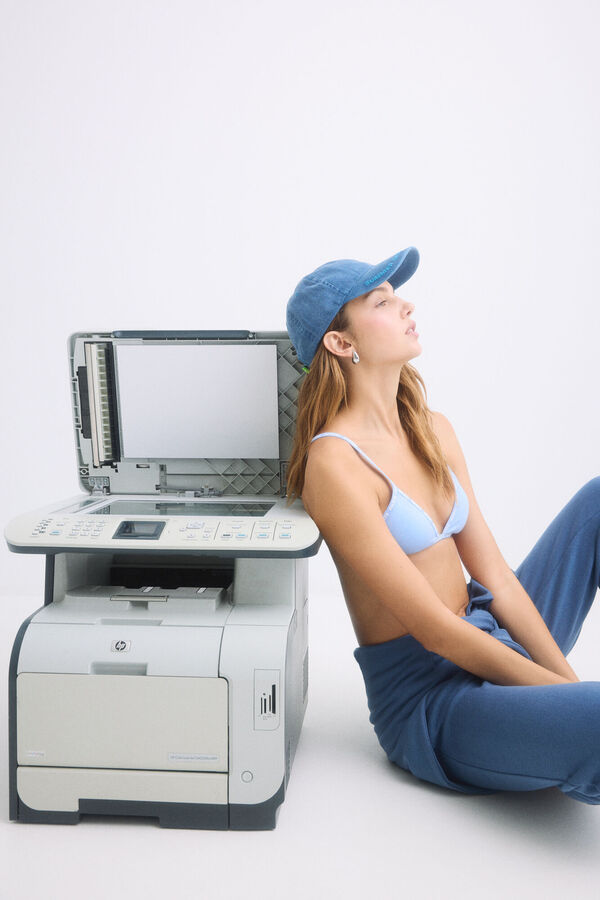 HI&BYE Cal&ccedil;a jogger longa de pel&uacute;cia azul azul