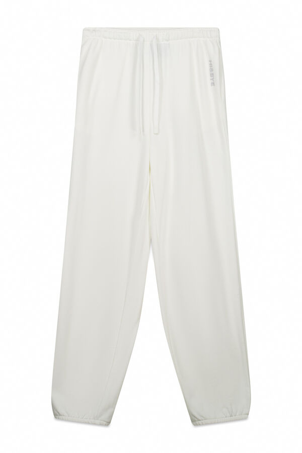 HI&BYE Cal&ccedil;a jogger de molet&atilde;o de algod&atilde;o branco bege