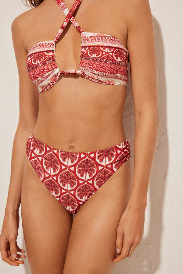 Women'secret Braga bikini alta clásica rojo burdeos