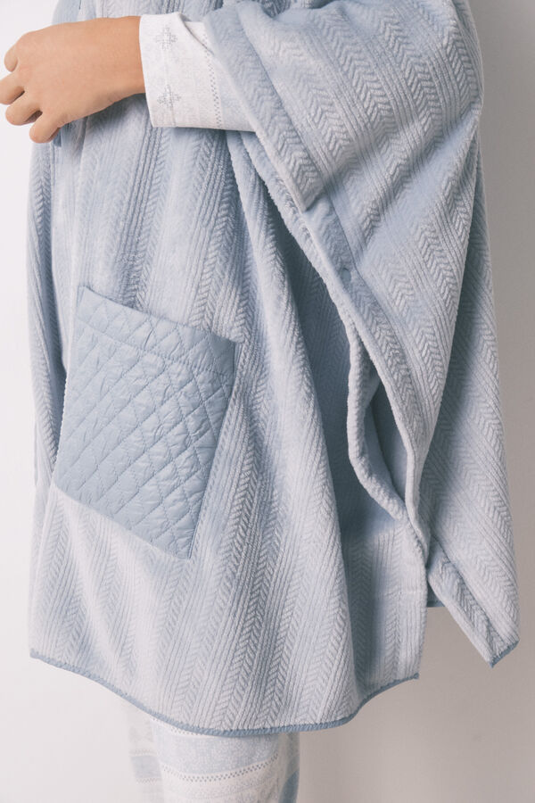 Women'secret Poncho corto polar relieve azul azul