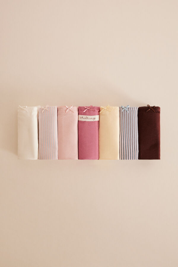 Women'secret Pack 7 bragas brasile&ntilde;as algod&oacute;n rayas estampado