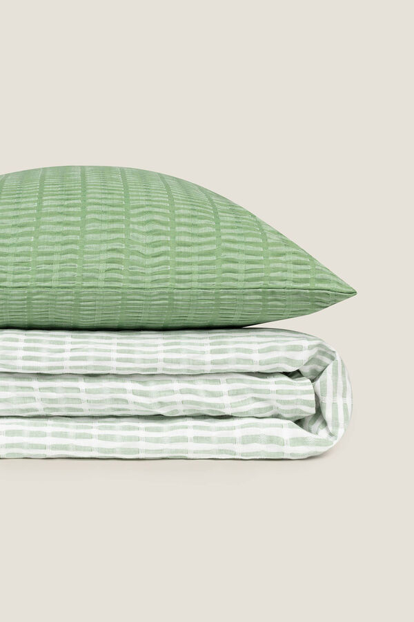 Textura Colcha bicolor algod&oacute;n. Cama 180-200cm. verde