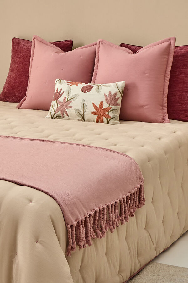 Textura Edred&oacute;n liso reversible puntos rosa