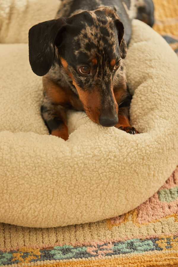 Calma House Cama redonda para animais de estima&ccedil;&atilde;o com capa remov&iacute;vel Henry Raw estampado