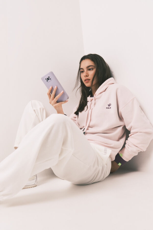 HI&BYE Cal&ccedil;a jogger de molet&atilde;o de algod&atilde;o branco bege