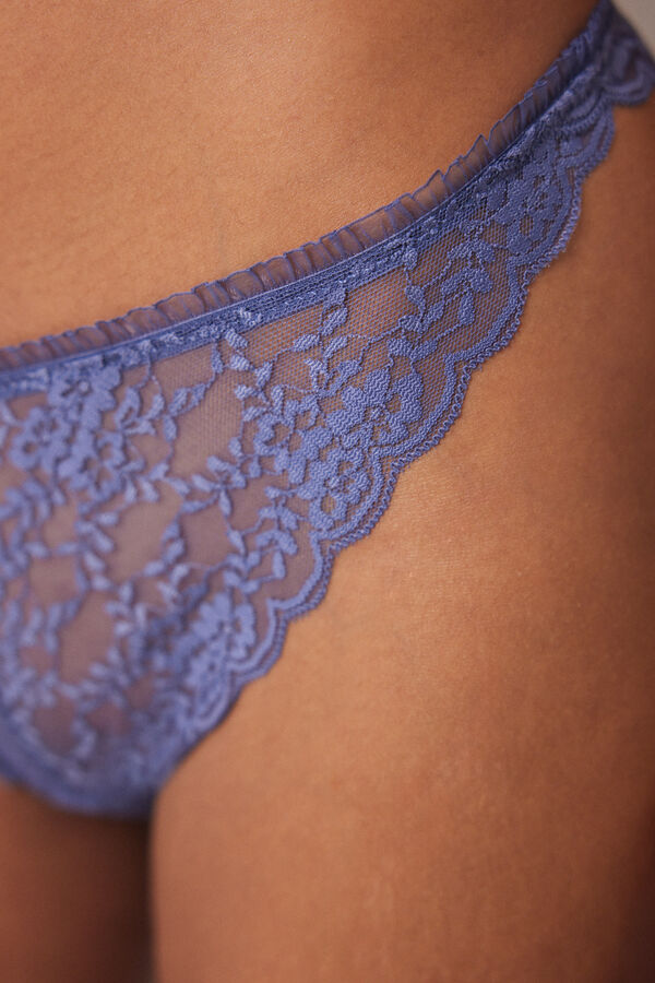 Women'secret Tanga cl&aacute;sica encaje azul azul
