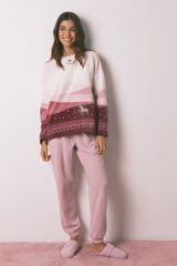 Women'secret Pijama comprido de polar macia rosa