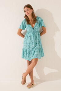 Women'secret Vestido curto com babados e estampa floral