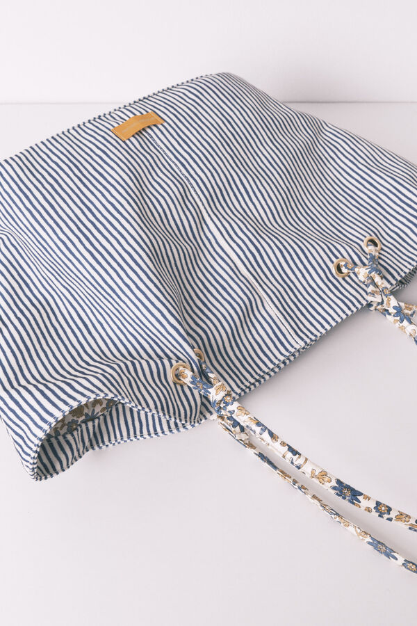 Women'secret Mala tote bag de lona riscas azul