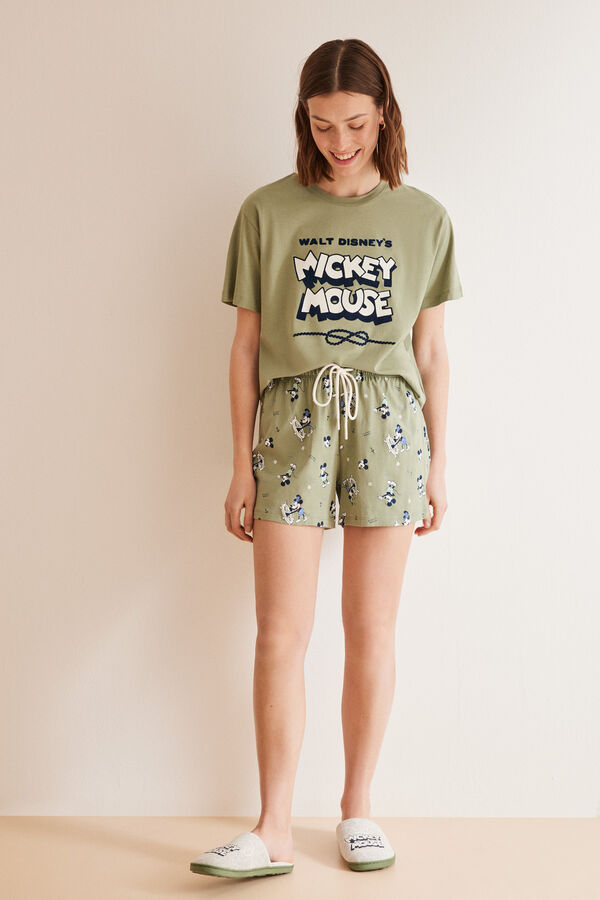 Women'secret Pijama corto 100% algod&oacute;n Mickey Mouse verde