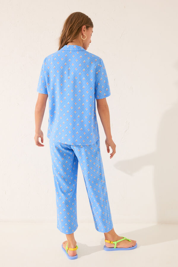 Women'secret Pijama camisero Capri viscosa azul estampado