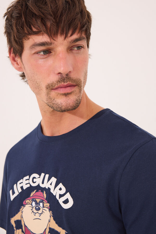 Women'secret Pijama curto azul de algod&atilde;o Taz azul