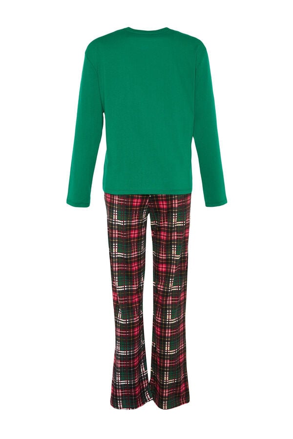 Trendyol Conjunto pijama cuadros Navidad Pap&aacute; No&eacute;l verde