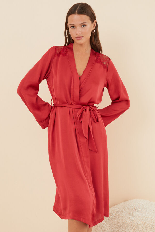 Women'secret Robe comprido cetim vermelho vermelho