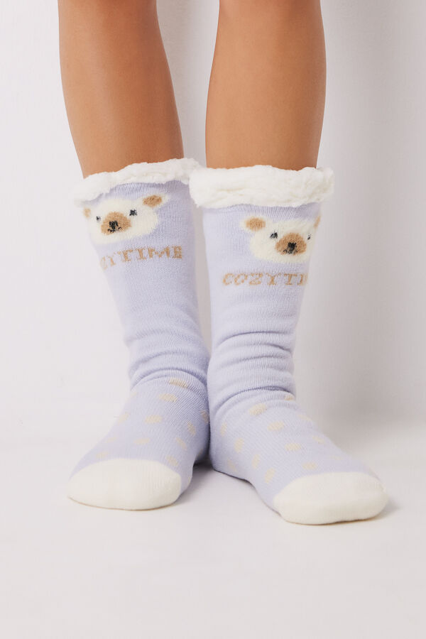 Women'secret Calcetines tricot borreguito &ldquo;Cozy time&rdquo; azul