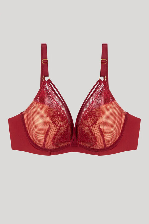 Gisela Sujetador bralette encaje floral efecto push up rojo