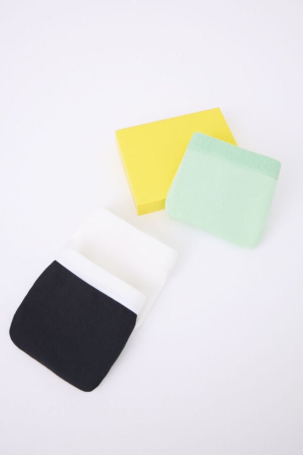 HI&BYE Pacote de 3 tangas pretas, brancas e verdes branco