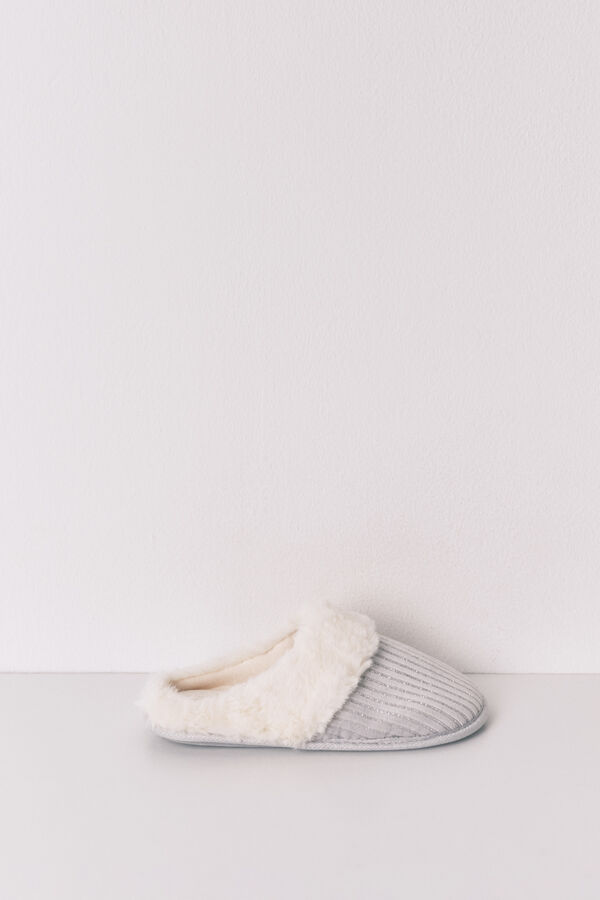 Women'secret Zapatillas casa canal&eacute; pelo gris lurex gris