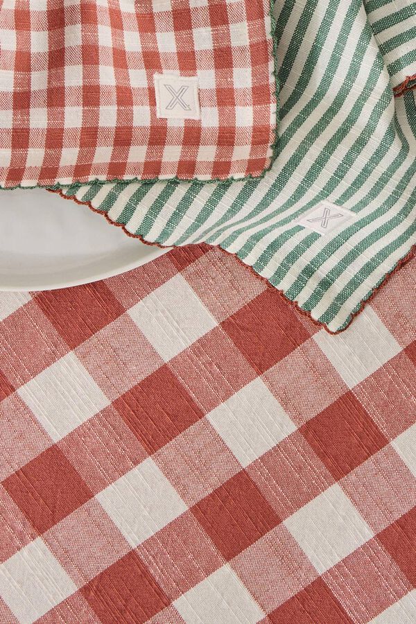 Textura Mantel algod&oacute;n cuadros vichy rojo