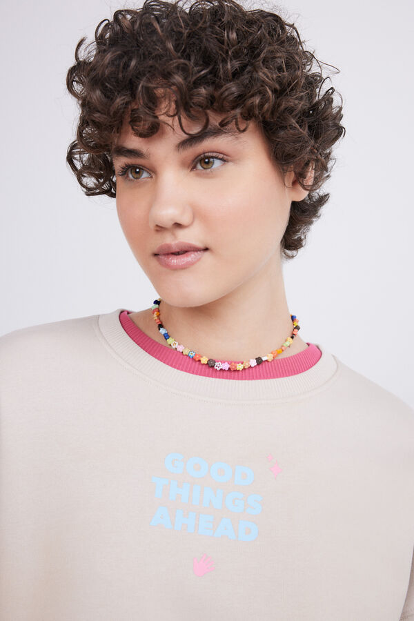 HI&BYE Sudadera felpa gris claro logo  gris