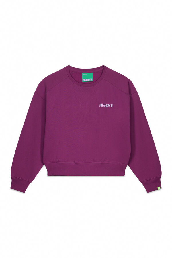 HI&BYE Sudadera corta felpa vino burdeos
