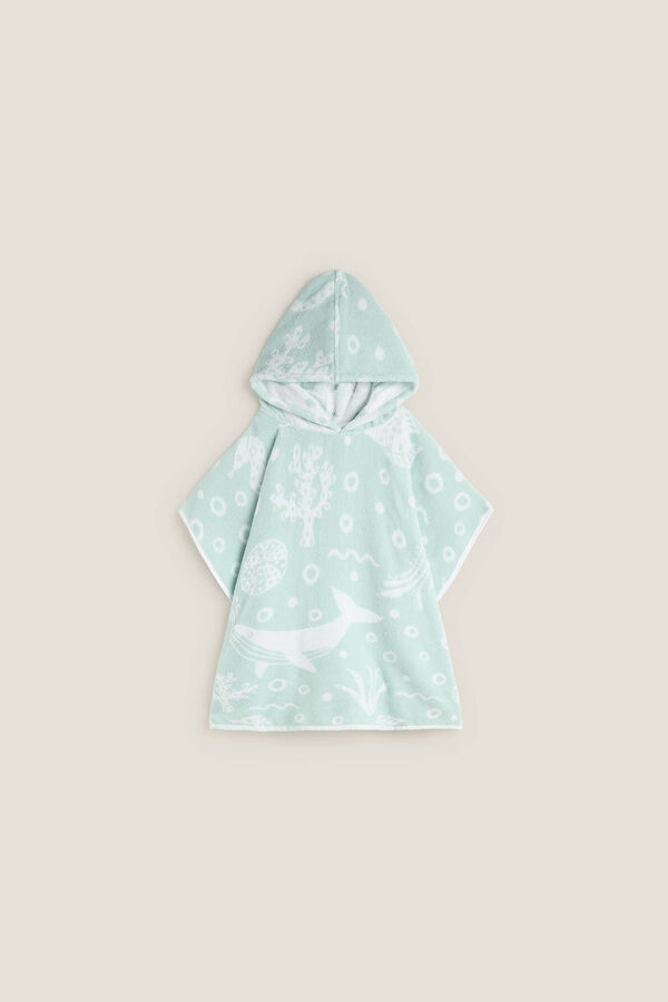 Textura Toalla poncho mundo marino turquesa