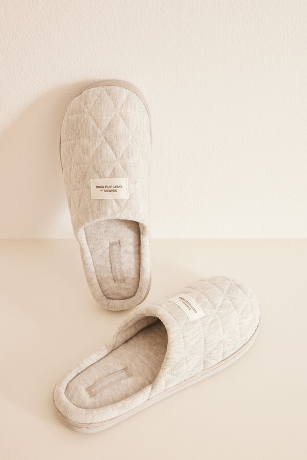 Women'secret Chinelos de quarto acolchoados cinzentos cinzento